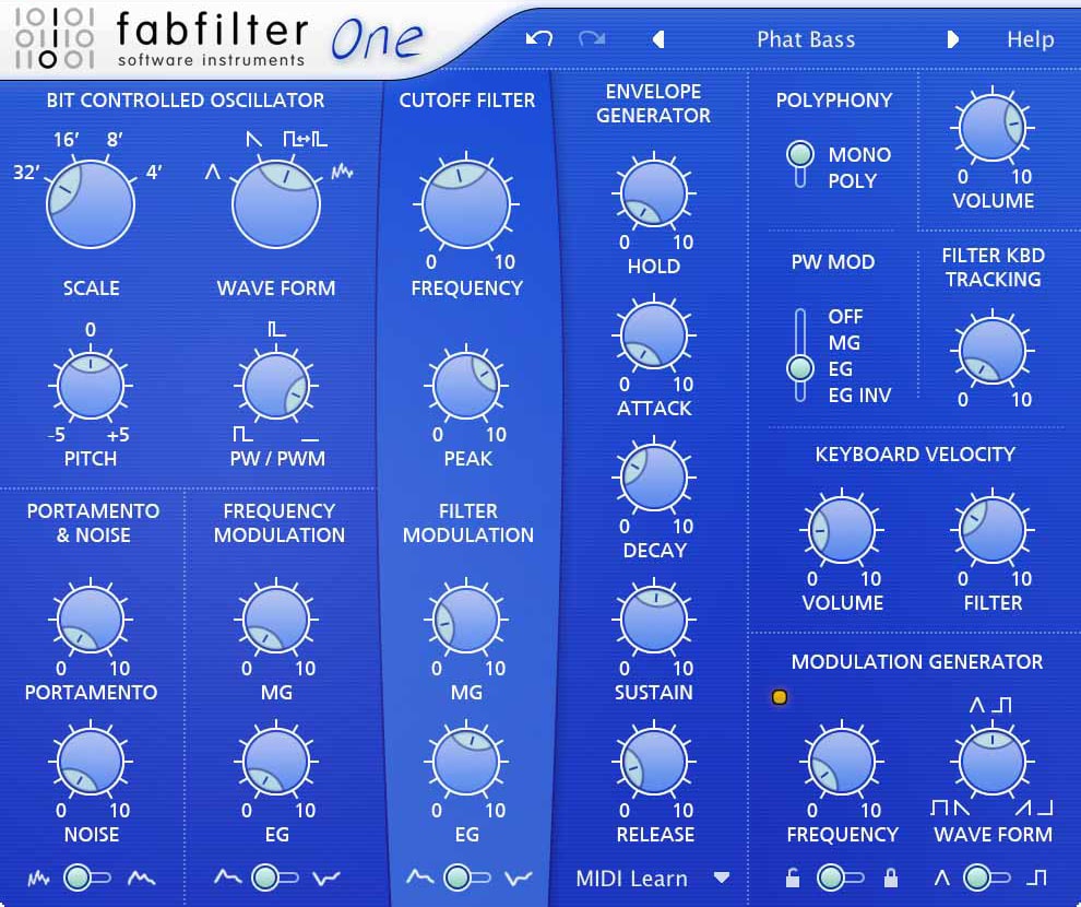 Basic synthesizer plug-in with just one oscillator, but with perfectly fine-tuned controls and the best possible sound and filter quality.