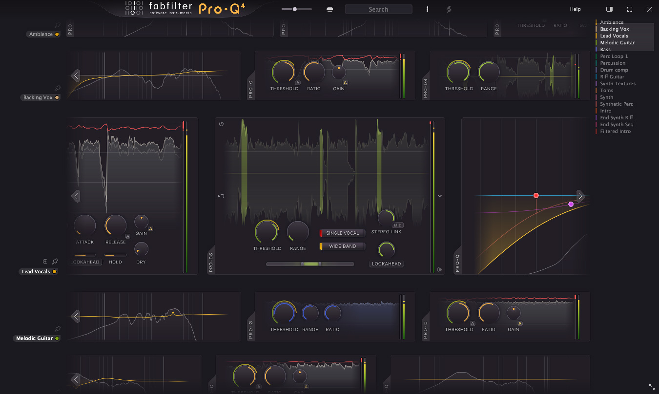 FabFilter Pro-Q 4 instance list