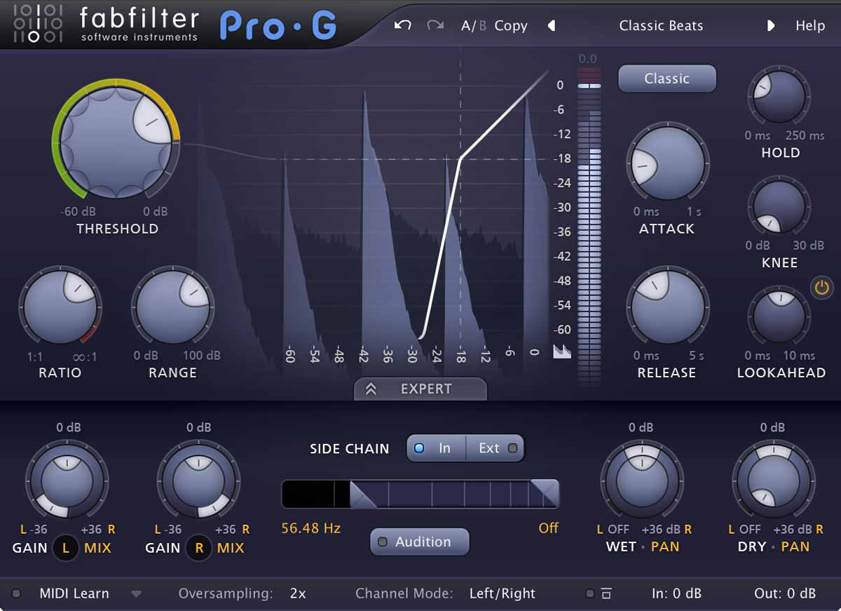 FabFilter Pro-G is a highly flexible gate/expander plug-in with advanced side chain options and precise metering.