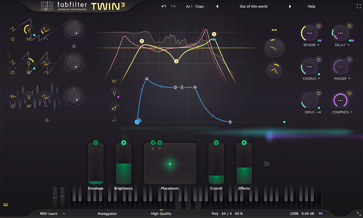 FabFilter Twin 3 is a powerful synthesizer plug-in with the best possible sound quality, a high quality effect section and an ultra-flexible modulation system.