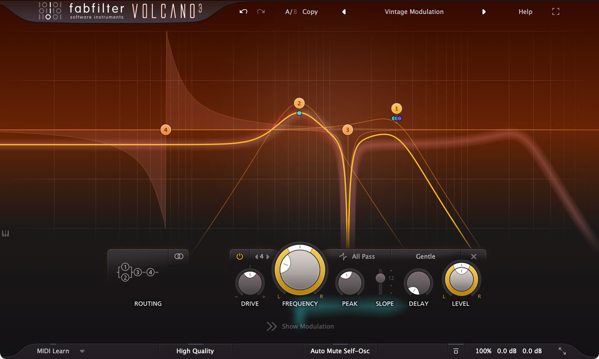 FabFilter Volcano 3 is a filter effect plug-in with smooth, vintage-sounding filters and endless modulation possibilities.
