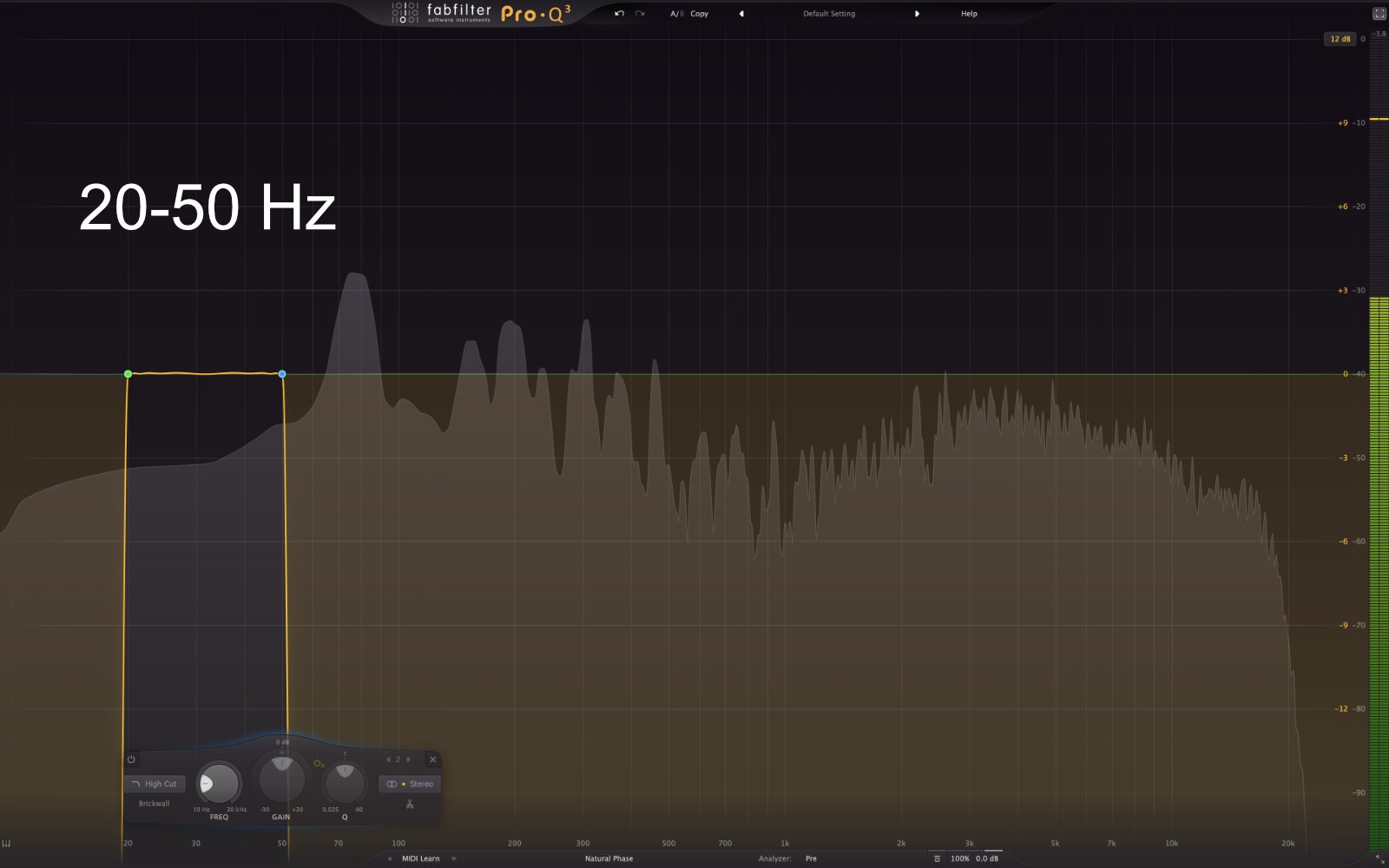FabFilter Learn Equalization - Frequency range characteristics